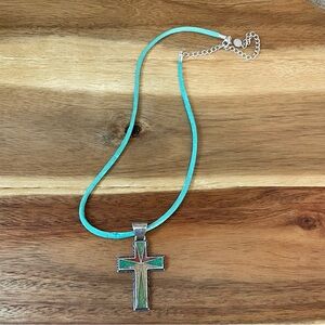 Carolyn‎ Pollack 925 Sterling Silver Multi Gemstone Chip Inlay Cross Pendant 18”